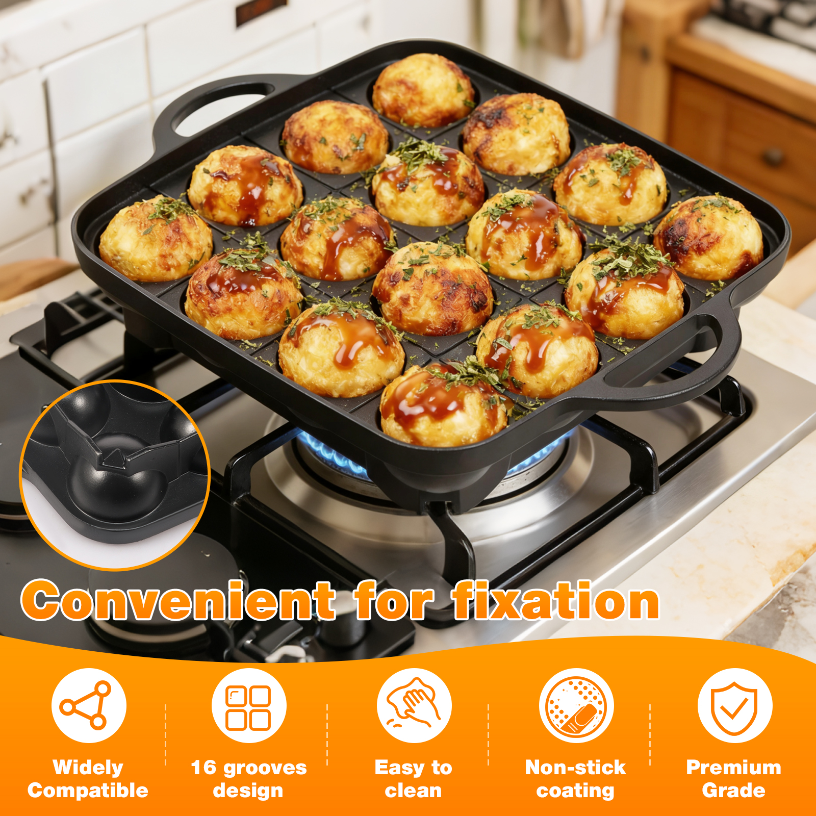 Takoyaki Pan 16 Hole Octopus B - Takoyaki Grill Plate recensie en prijs