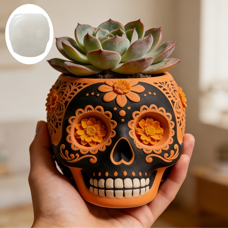 Flower relief skull succulent  - Potsticker Mold recensie en prijs