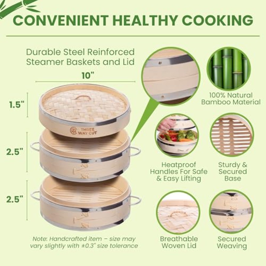 2-tier 10 Bamboo Steamer with  - Bao Steamer Bamboo recensie en prijs